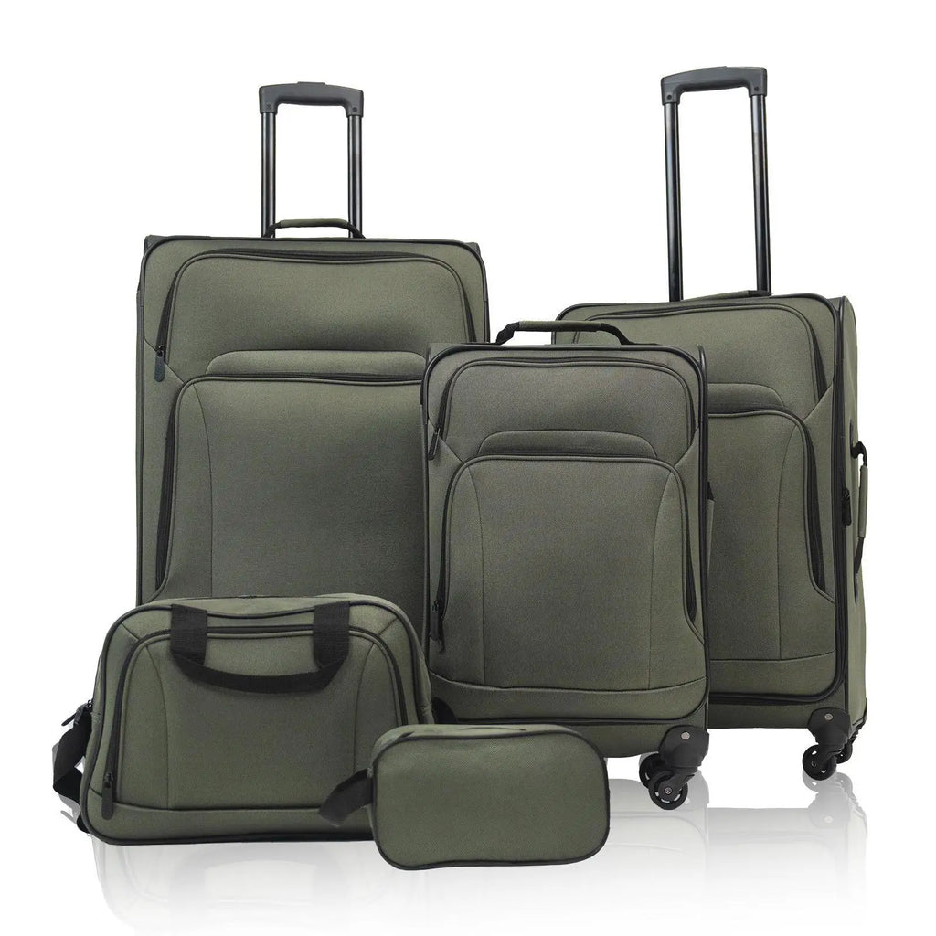 Softside Expandable Suitcase Set 5-piece Lightweight Rolling Luggage for Family Holidays and Business Trips