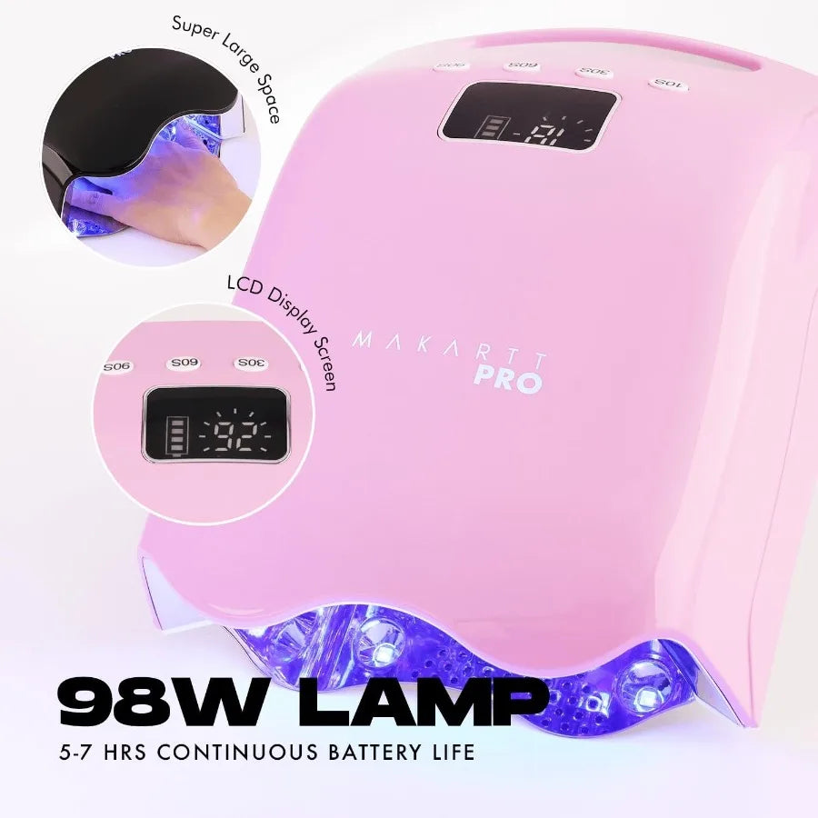 98W Professional UV LED Nail Lamp 42 Powerful LEDs for Fast and Efficient Curing Gel Nails Rechargeable 5200mA Lithi