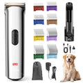 Professional Dog Grooming Clippers with Charging Dock 5-in-1 Adjustable Blade Cordless Pet Grooming Kit 5 Speed Rechargeable Tr