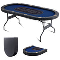 SucceBuy 10 Player Poker Table 84" Blackjack Texas Holdem Poker Table Folding Card Board Game Table Oval Casino Leisure Table