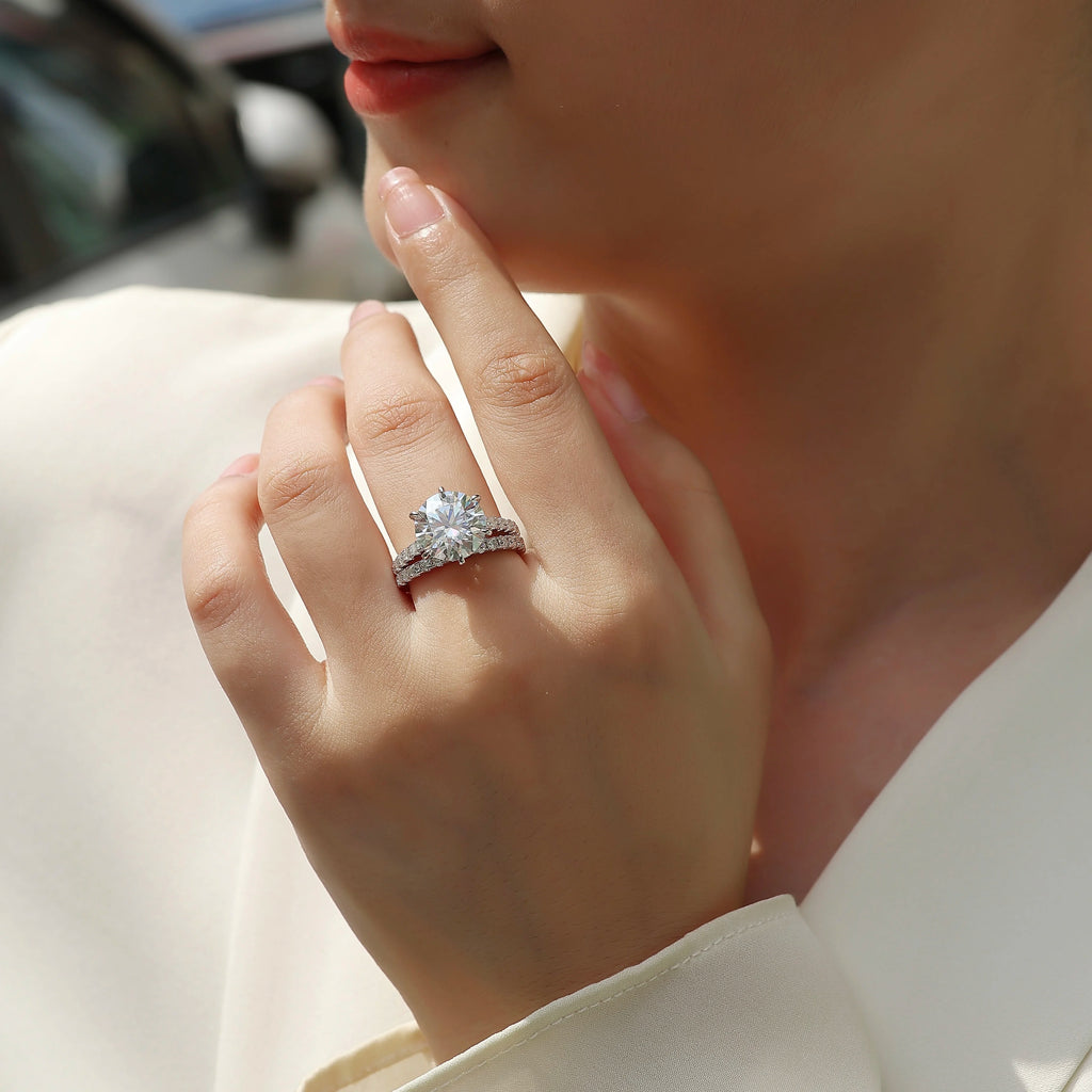 5 carat moissanite ring, 925 sterling silver, suitable for men and women, suitable for parties, Valentine's Day, proposal, engag