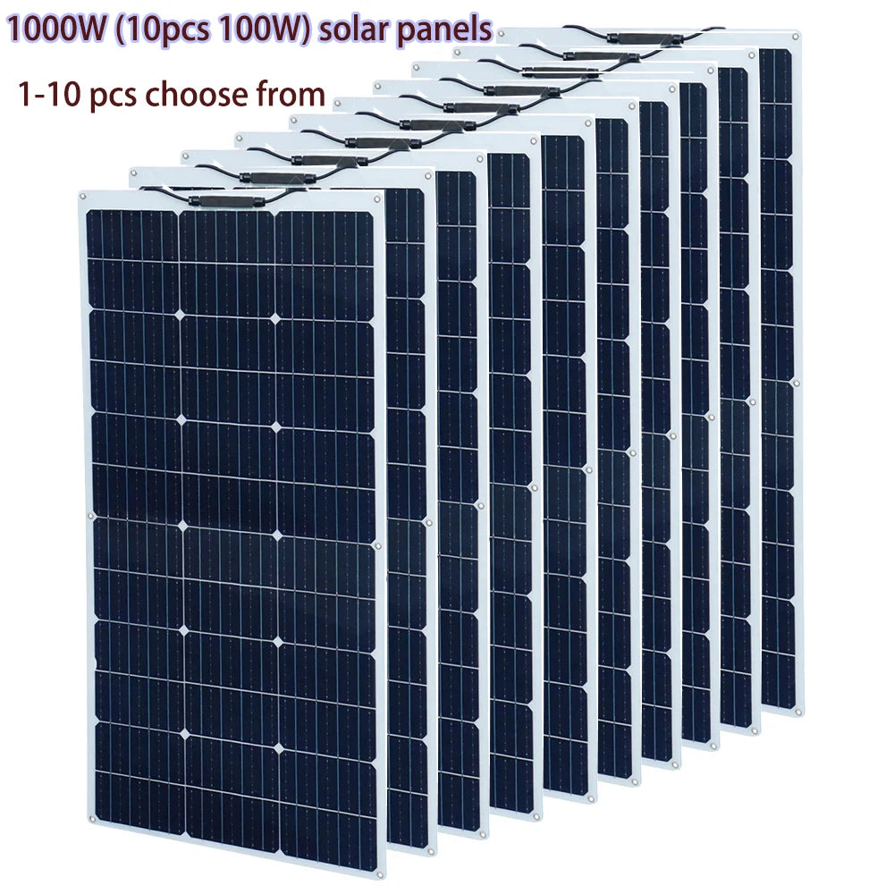XINPUGUANG 100w 200w 12v portable flexible solar panel 18V 100W - 1000W plate CELLS Monocrystalline silicon Panel Solar kit