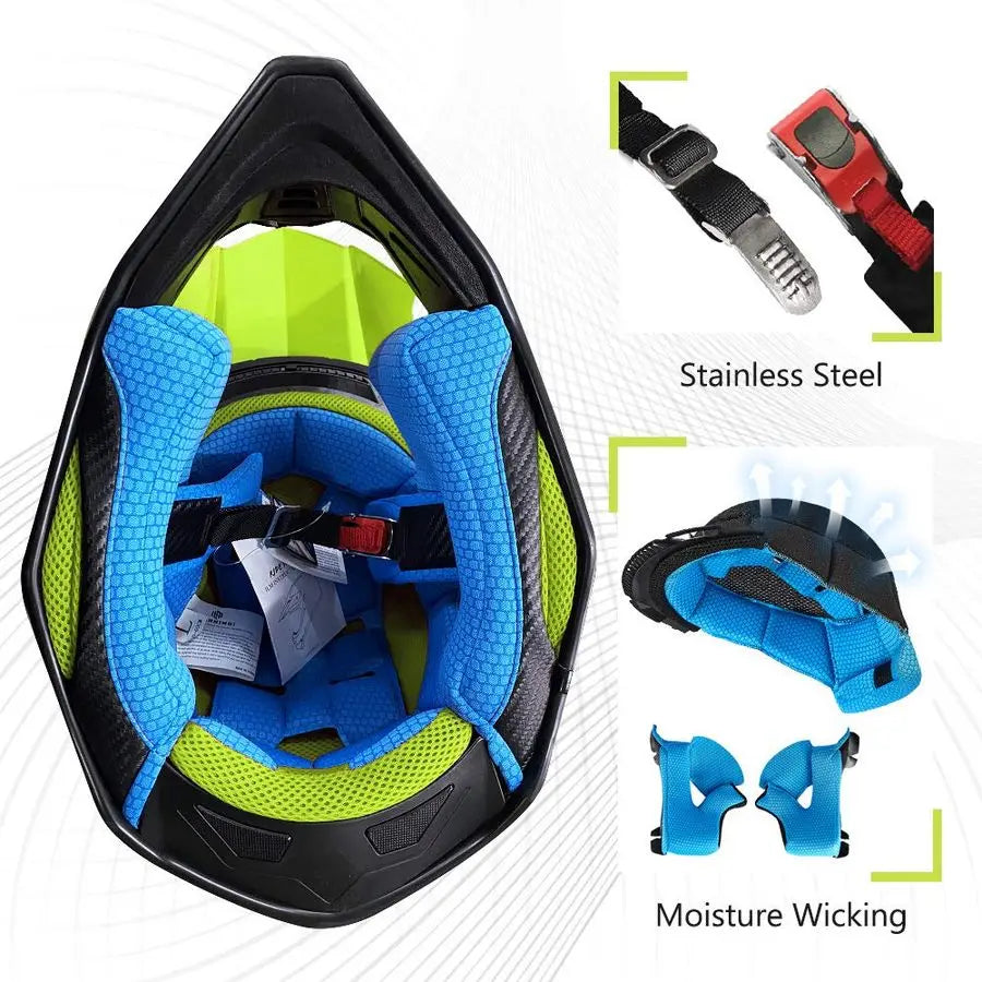 Kids Youth Dirt Bike Helmets ATV Motocross Dirtbike Helmet with Super Soft Liner Camera Mount for Adult Men Women Motorcycle Dua