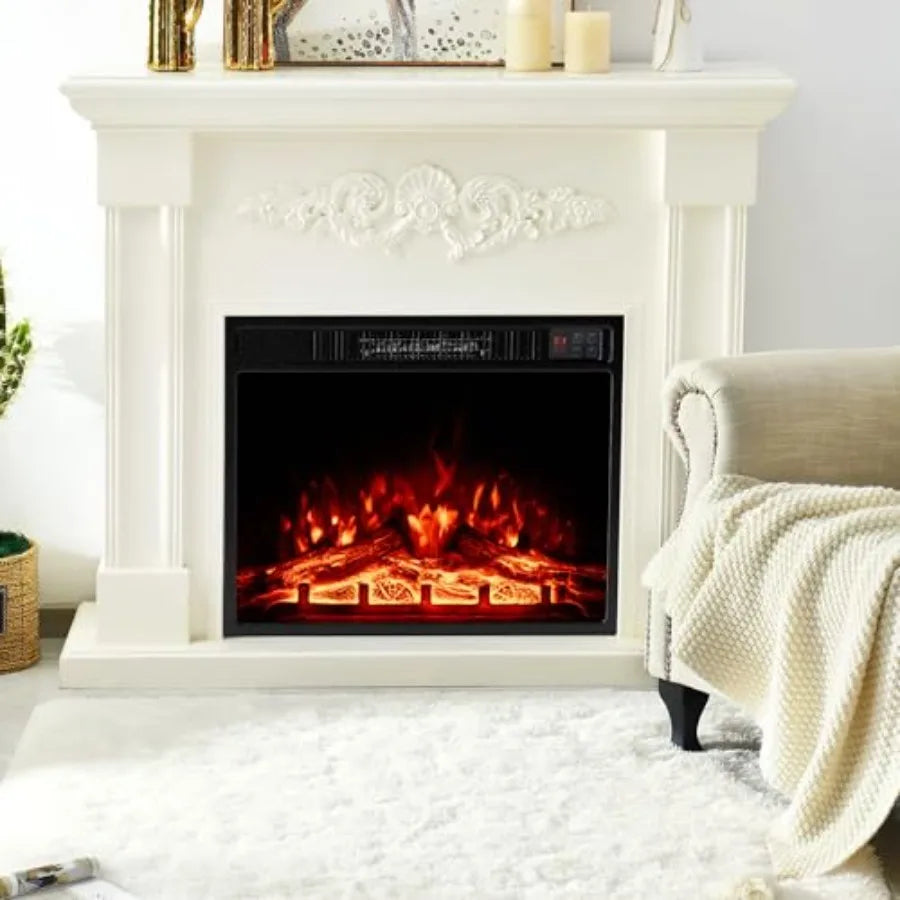 23 Electric Fireplace 5 000 BTU Fireplace Insert with Remote Control 3 Flame Colors Brightness Levels Recessed Fireplace Heater