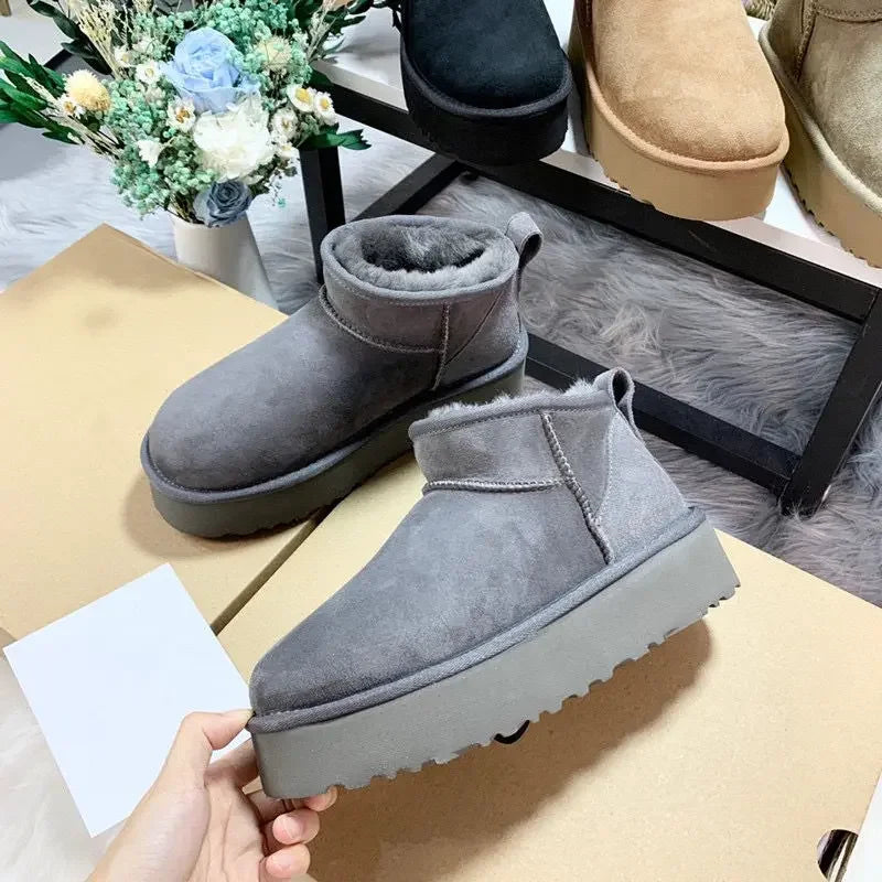 2026 New Classic Ultra Mini Platform Boots Leather Suede Wool Comfort Winter Womens Fur Slippers K98 ‮34-53 SeziS UggS