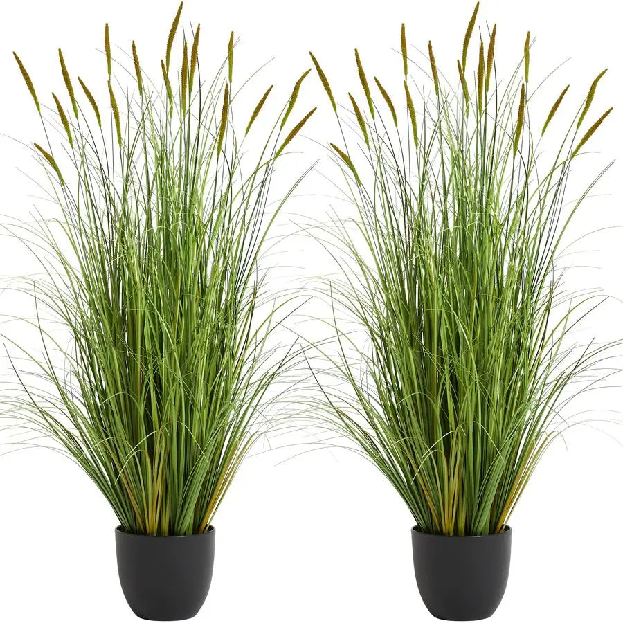 4ft 2Pack Artificial Cattail Reed Grass, 47.2 Artificial Indoor Outdoor Fake Onion Grass Plant, Home Office Wedding Decorative P