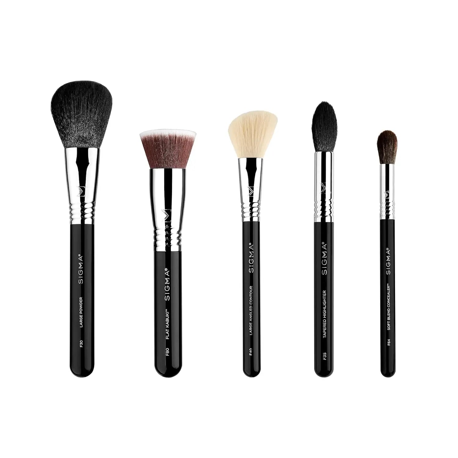 5-Piece Professional Makeup Brush Set for Full Face: Foundation, Concealer, Blush, Contour & Highlight
