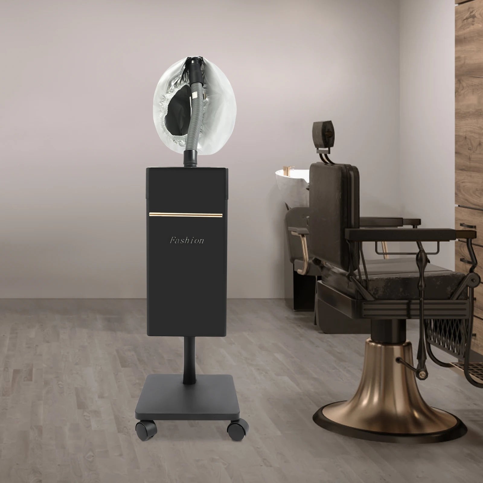 Black Multi-function Hair Care Equipment,110V Rectangle Freestanding Nano Hair Steamer  30*32*77.5cm 4 Wheels for Hair Salons