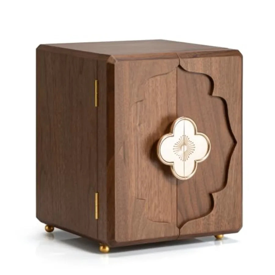 Black Walnut Wooden Jewelry Box-5 Layer Double-Door Large Wood Jewelry Boxes With Magnetic ClosureClassical Style Jewelry Organ
