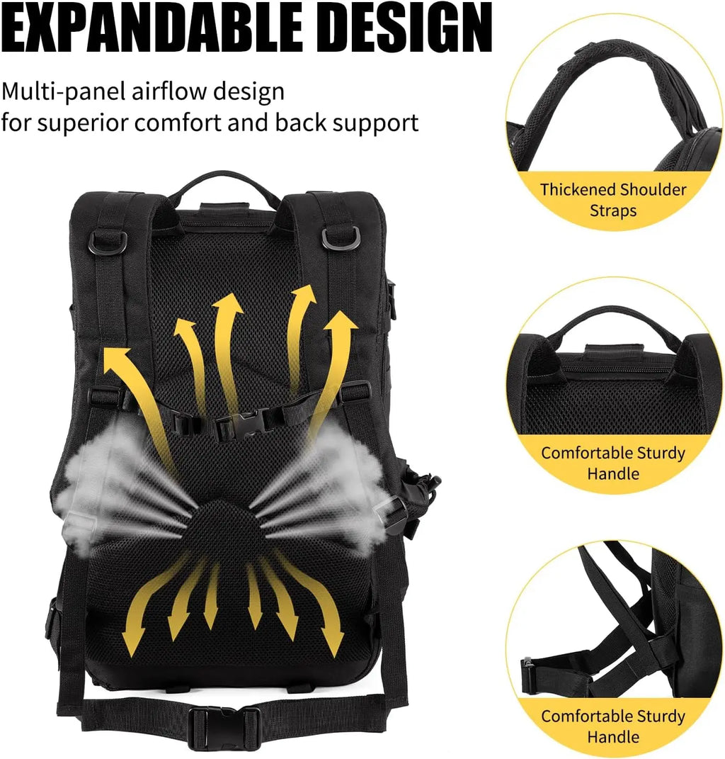 Tactical Backpack for Men, 40/50L Expandable Military Hiking & Camping Rucksack, Waterproof MOLLE Assault Pack