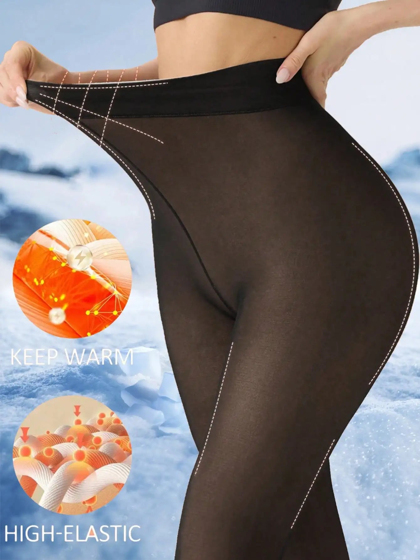 Fleece Lined Thermal Tights Woman Sexy Translucent Pantyhose Slim Winter Warm Thick Velvet Stockings