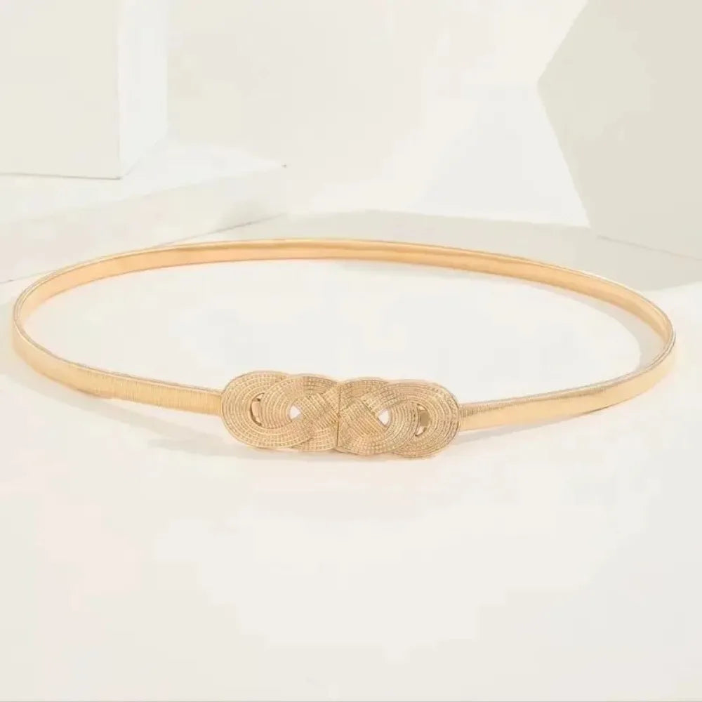 Women Gold Silver Chain Belt Adjustable Elastic Metal Waist Belt for Dresses Jeans Y2K Outfits Fashion Accessory Stylish