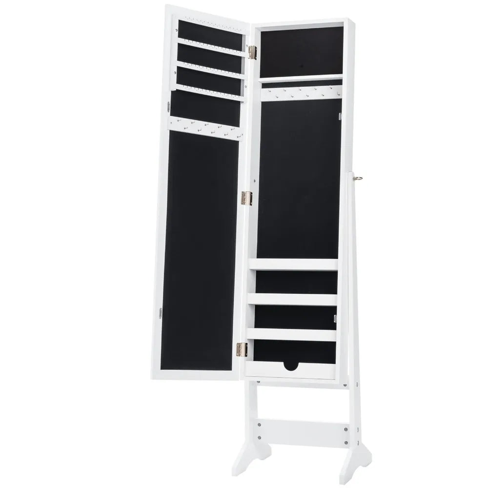 Vanity Mirror Tilting Jewelry Cabinet Organizer Storage Box White