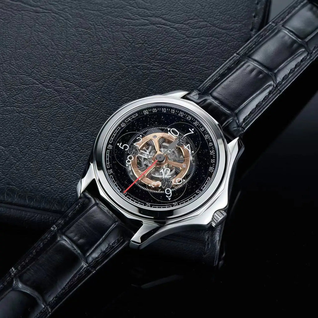 OBLVLO men's watch Star Creative Fully automatic mechanical watch Men's watch Skeletonized fashionable and trendy wristwatch men