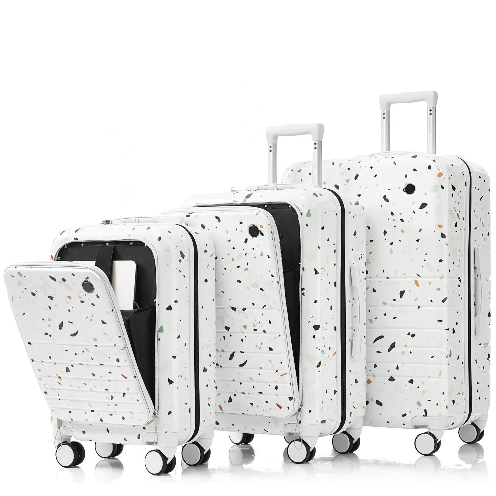 USB Port 20 24inch Front Opening Design Airline Certified Carry on Luggage ABS+PC Hard Shell Luggage with Spinner Wheels