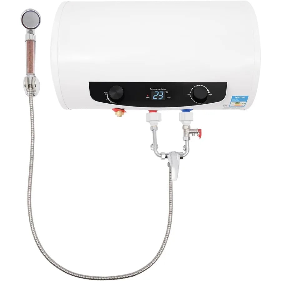 Electric Tank Hot Water Heater 110V 1500W 25-75 IPX4 Wall Mounted Quick Heating Tap Shower Water Heater Warmer with Faucet and