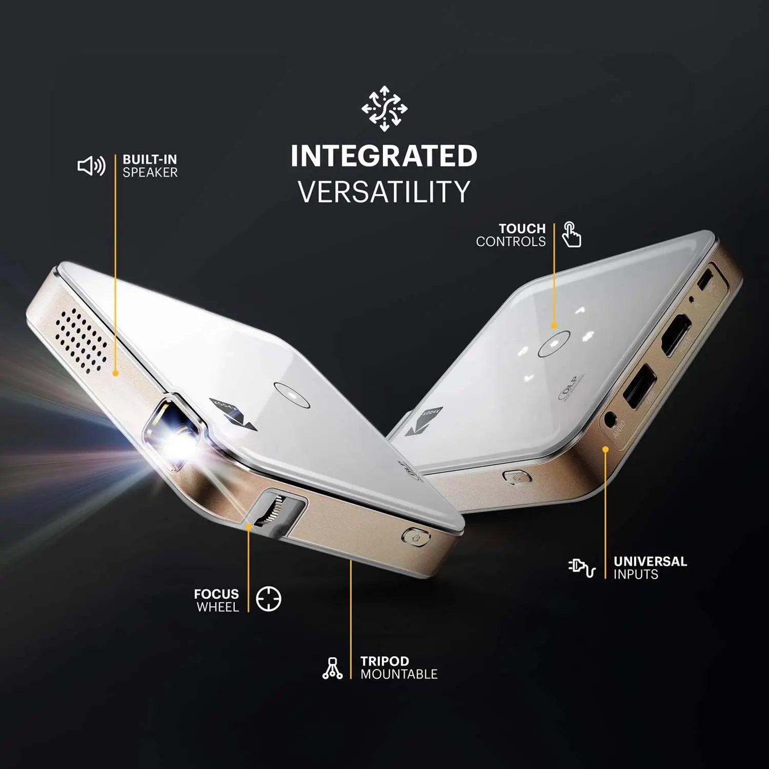 Ultra Mini Pocket Pico Projector with Rechargeable Battery, 1080P Support, Wireless LED DLP for iPhone and Android