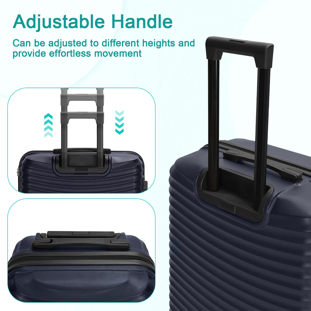 3-Piece ABS Hardshell Luggage Set w/TSA Lock - 28in Large Suitcase with Silent 360° Spinner Wheels, Check-In Travel Suitcase