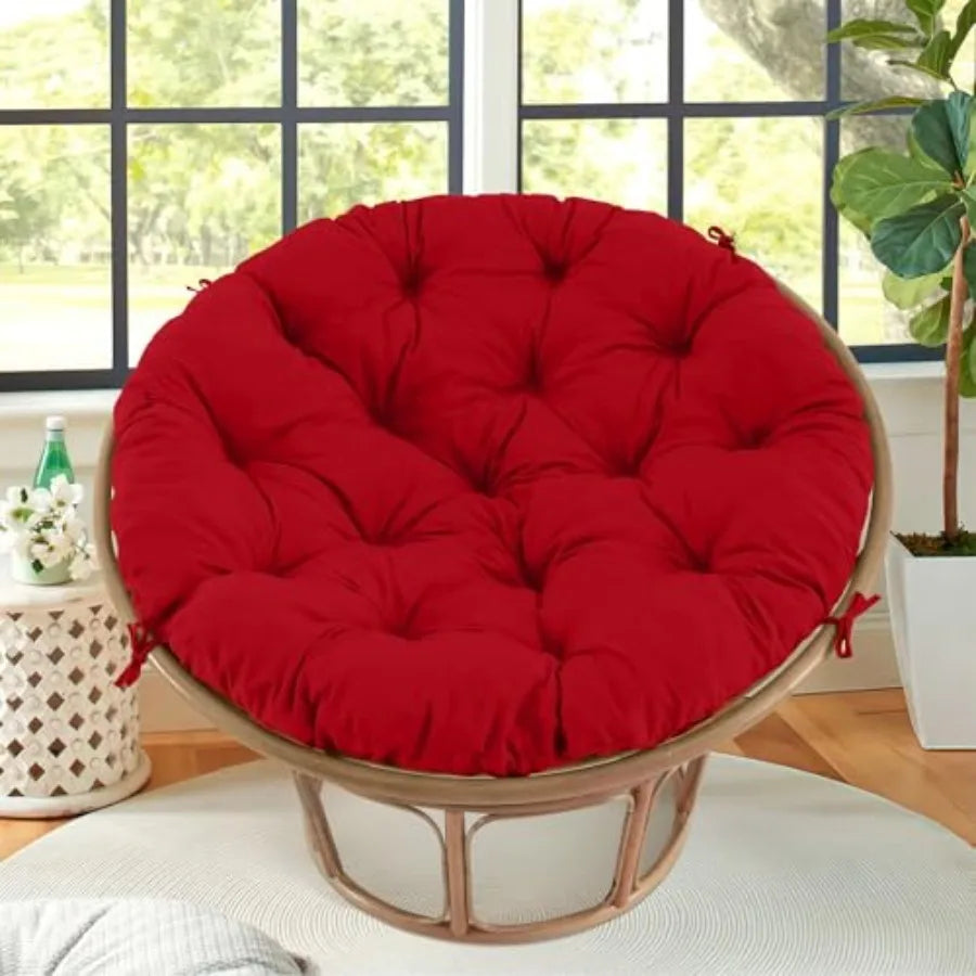 Papasan Chair Cushion Outdoor Round Papasan Cushion Indoor with Ties Waterproof Circle Seat Pad for Porch Patio Garden 45 in Re