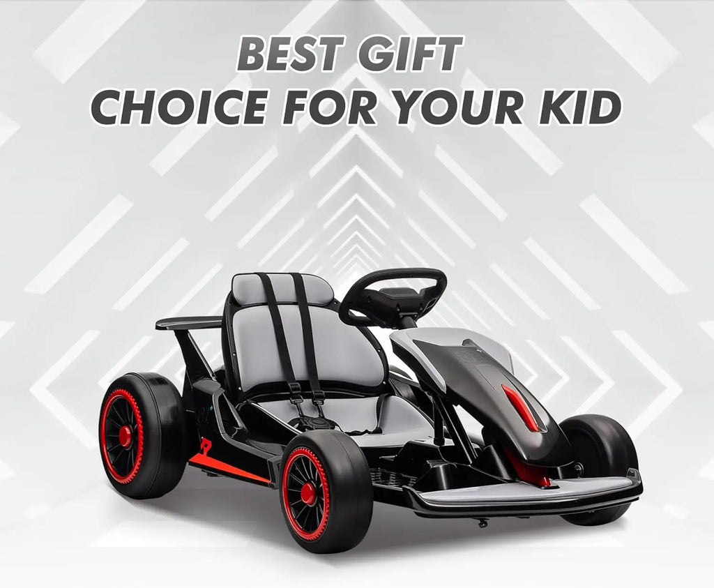 Go Kart, Electric Drift Kart Car with 24V 7Ah Outdoor Ride On Toy 2 * 200W Motor, 8.1 MPH, LED Lights 6-12 Years