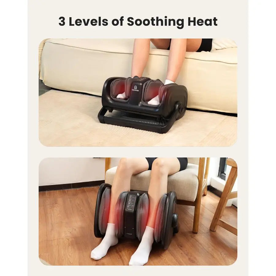 Shiatsu Foot Massager Machine, Foot Calf Massager with Heat, Squeeze amp Vibration Massage, Remote Control, UP to Men Size 14