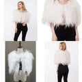 Elegant White Ostrich Feather Shawl - Luxurious Cape for Weddings and Parties