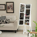 Jewelry Cabinet Lockable Armoire Organizer Freestanding With Full Size Mirror