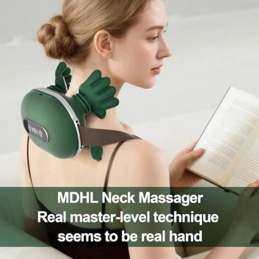 Shoulder and Neck Massager Bionic Heated Massager Portable Neck and Back Massager with Fingers 4D Kneading Massager Simulates a
