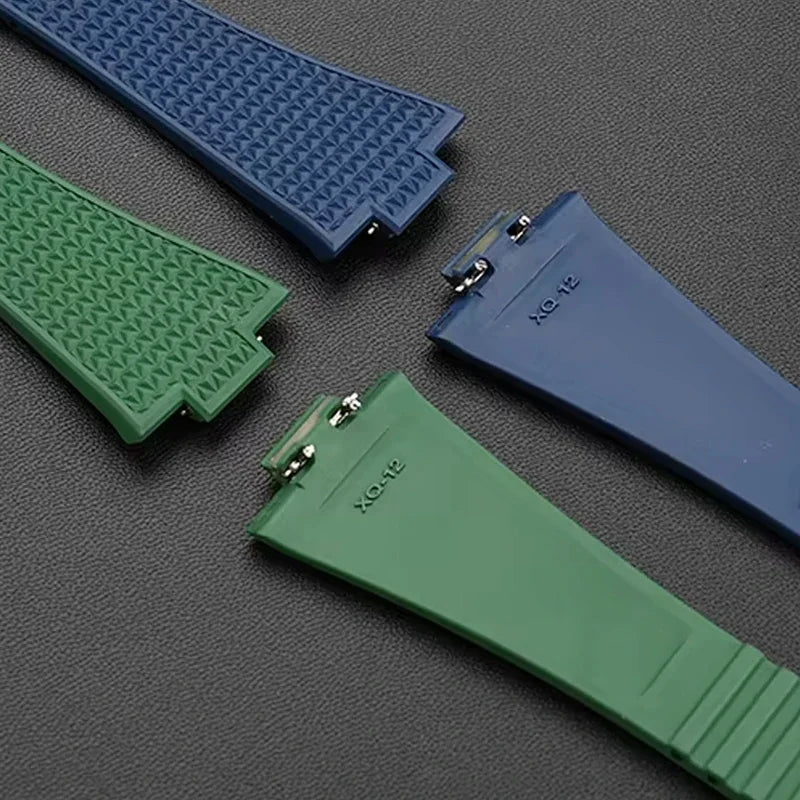 Convex End Fluoro Rubber Strap for Tissot PRX Series Super Player 40mm Men Quick Release Folding Buckle Replace Watch Band 12mm