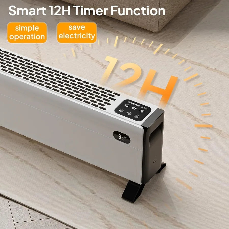 32'' Electric Baseboard Heater with Remote Timer 1500W Convection Space Heater w/Adjustable Heating Modes Touch Panel Overheat