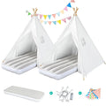 Pack Teepee Tent for Kids with Inflatable Airbed, Light, Indoor Toddler Sleepover Tents Children Room Tents for Slumber Party, O