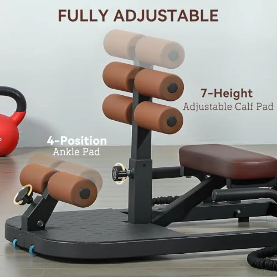 Foldable Sissy Squat Machine with Push Up Stand and Wheels for Home Gym Multipurpose Glute Workout Equipment in Black Compact D