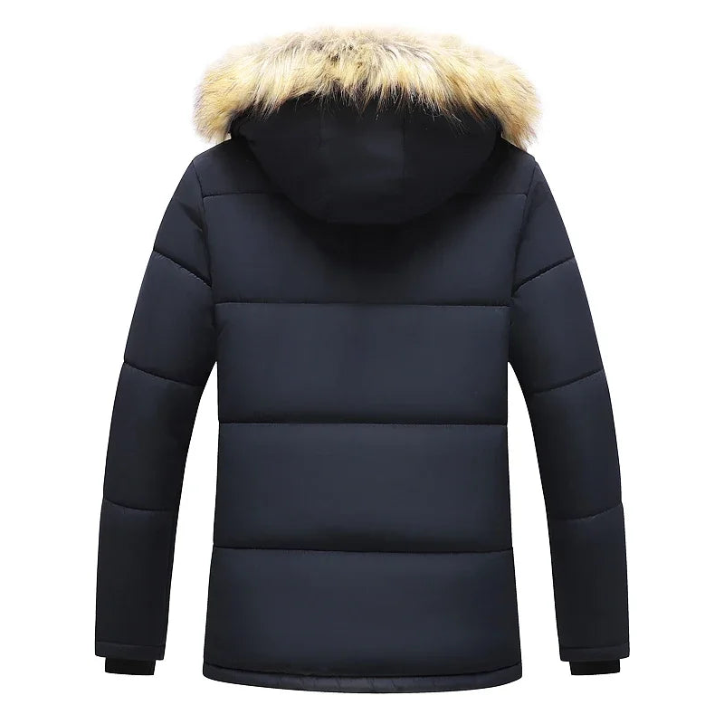 Men 2025 Winter New Windproof Fleece Warm Thick Jacket Parkas Coat Men Fashion Hooded Fur Collar Jacket Classic Casual Parka Men