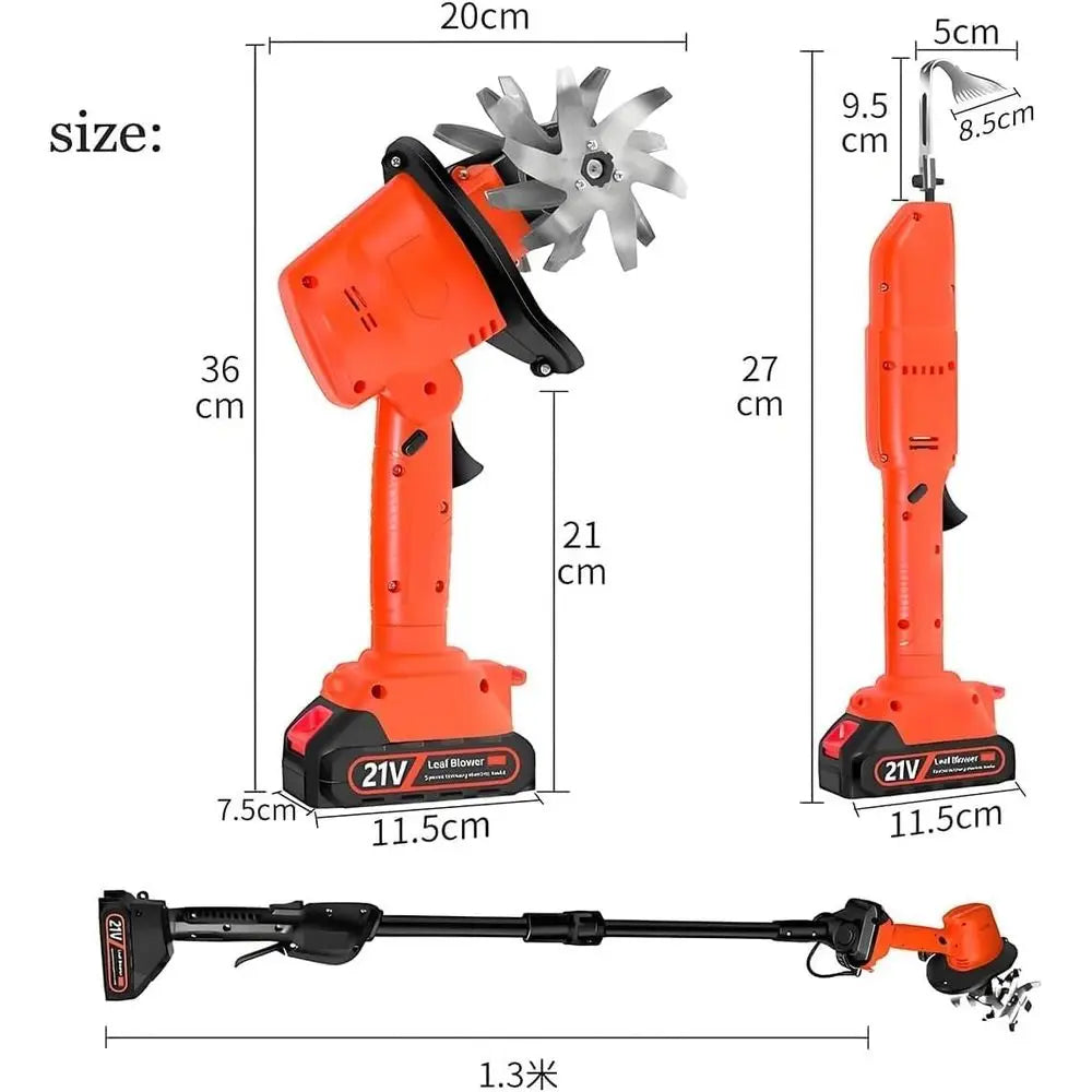 Telescopic Pole Cultivator with Rechargeable Lithium Battery, 2-in-1 Garden Tool for Soil Tilling and Weed Removal
