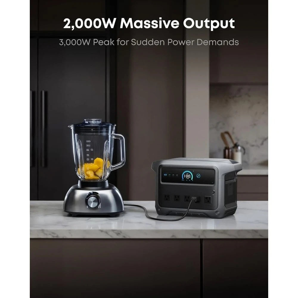 SOLIX C1000 Gen 2 2000W Portable Power Station Solar Generator with 1024Wh LiFePO4 Battery Full Charge in 49 Min Peak 3000W