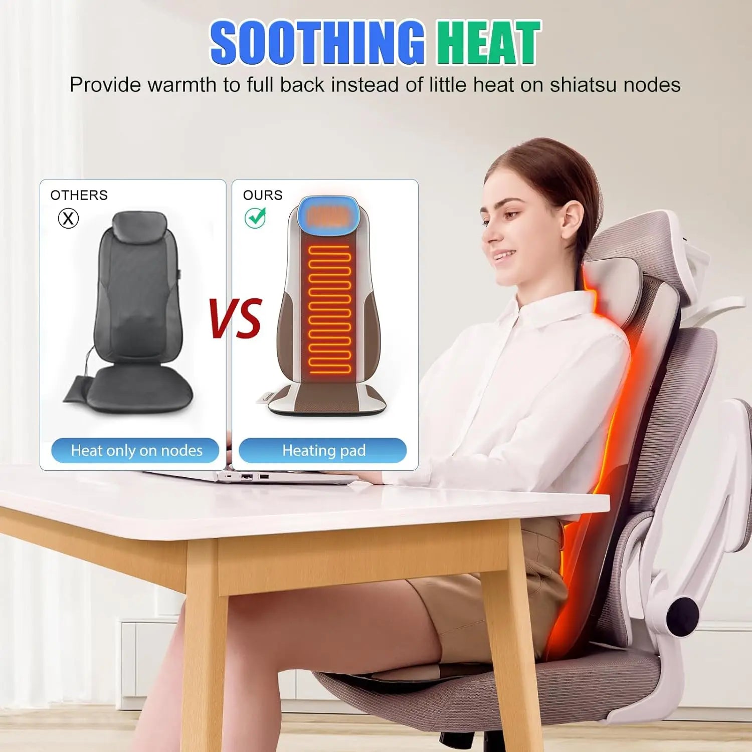 Shiatsu Back Massager with Heat, Deep Tissue Kneading for Stress Relief, PU Leather Cushion