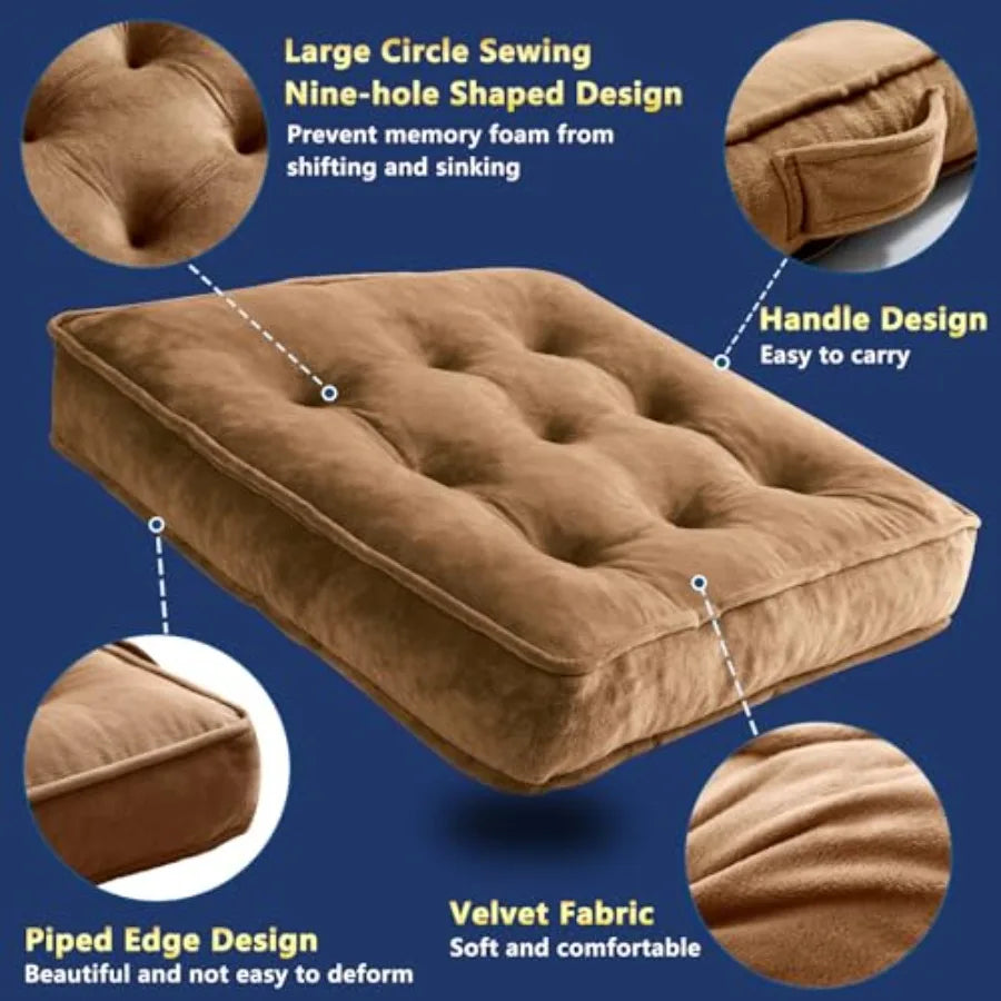 Floor Pillow Set of 4 Memory Foam Meditation Cushion Floor Cushions for Adults Sitting Large Square Seat Cushions for Yoga Livi