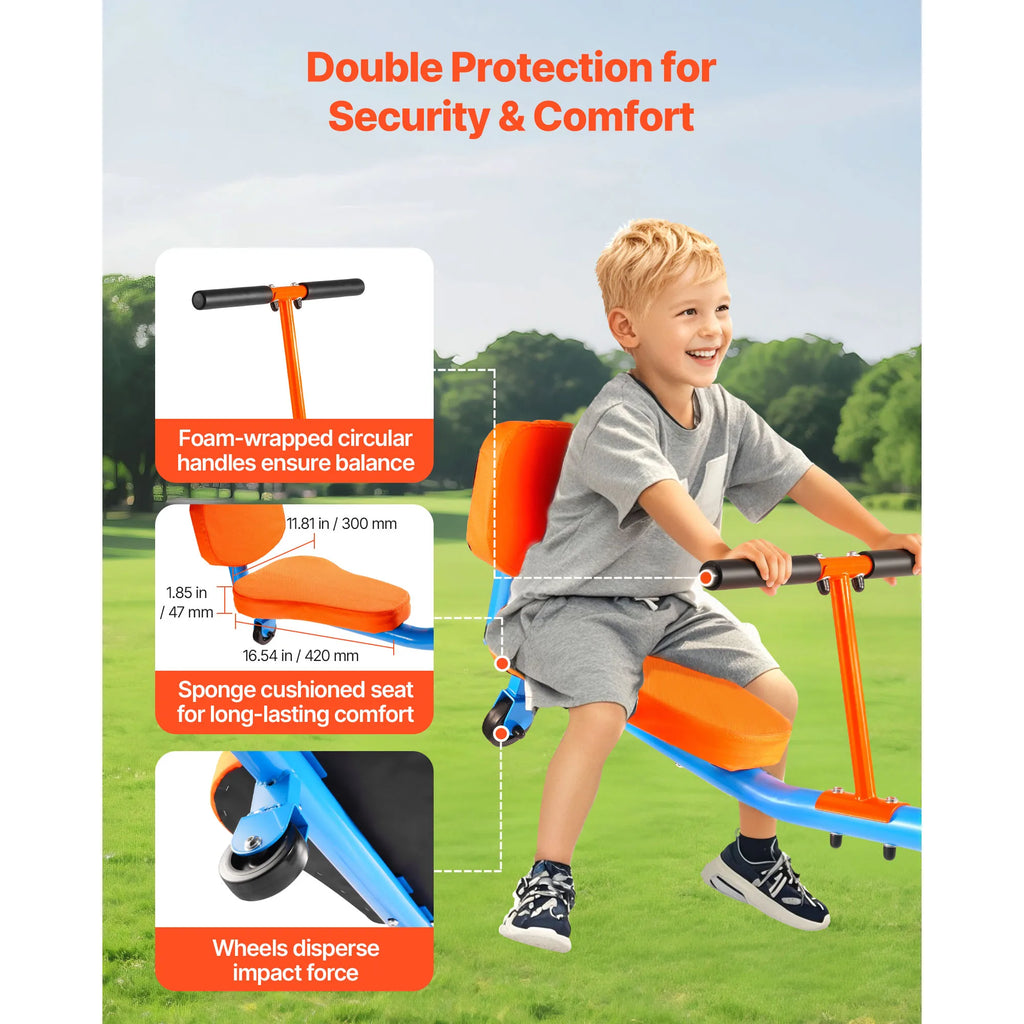 SucceBuy 300Lbs Kids Seesaw Sit & Spin Teeter Totter Outside Toys with Handles for Children Outdoor Playground Equipment