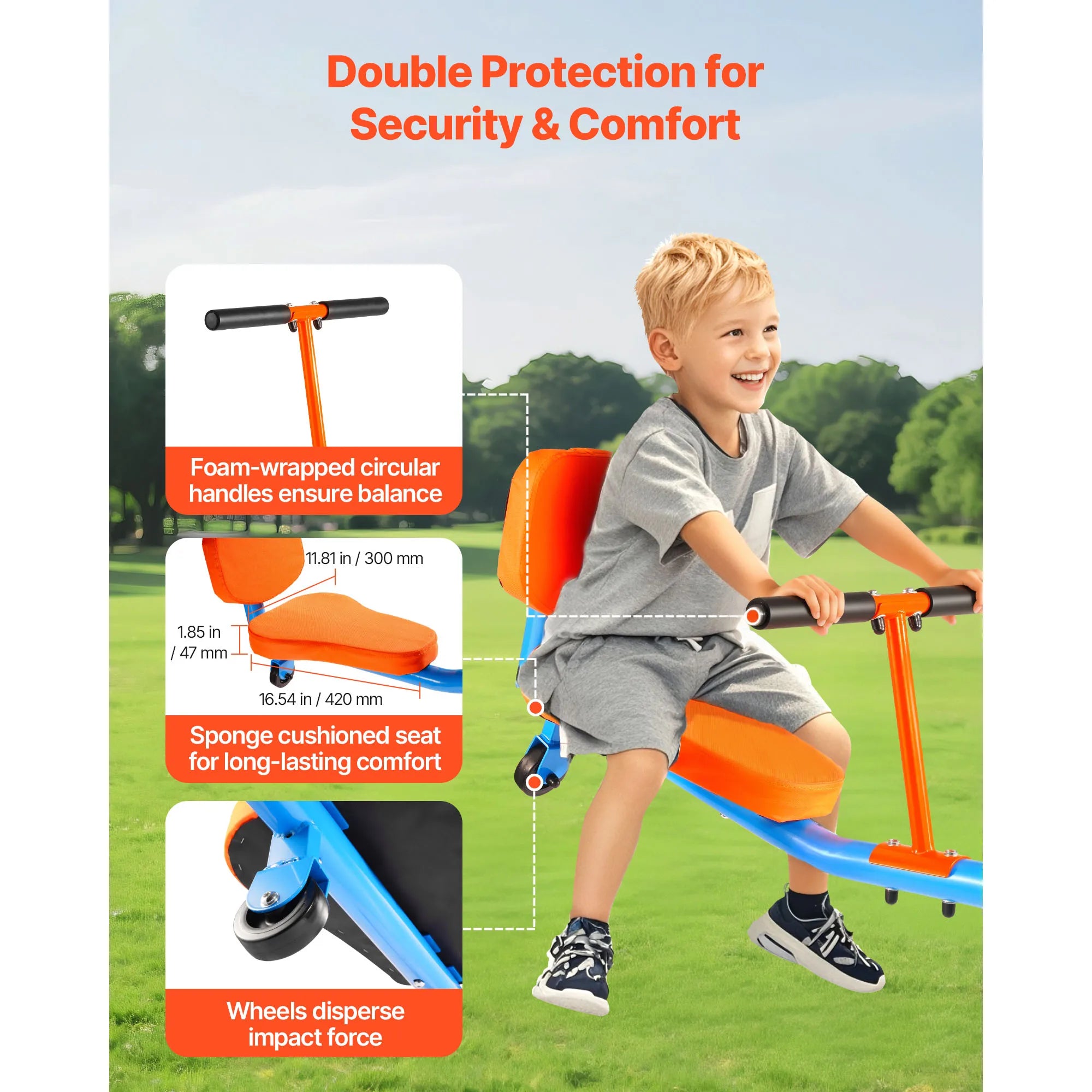 SucceBuy 300Lbs Kids Seesaw Sit & Spin Teeter Totter Outside Toys with Handles for Children Outdoor Playground Equipment