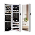 6 LEDs Mirror Jewelry Cabinet Large Capacity Lockable Jewelry Armoire Organizer Door or Wall Mounted Mirror with Jewelry Storag