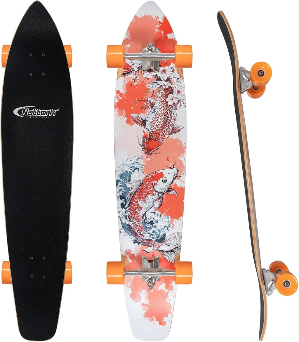 Longboard Skateboard Complete with T-Tool for Commuting, Carving & Downhill Riding, Suitable for All Ages