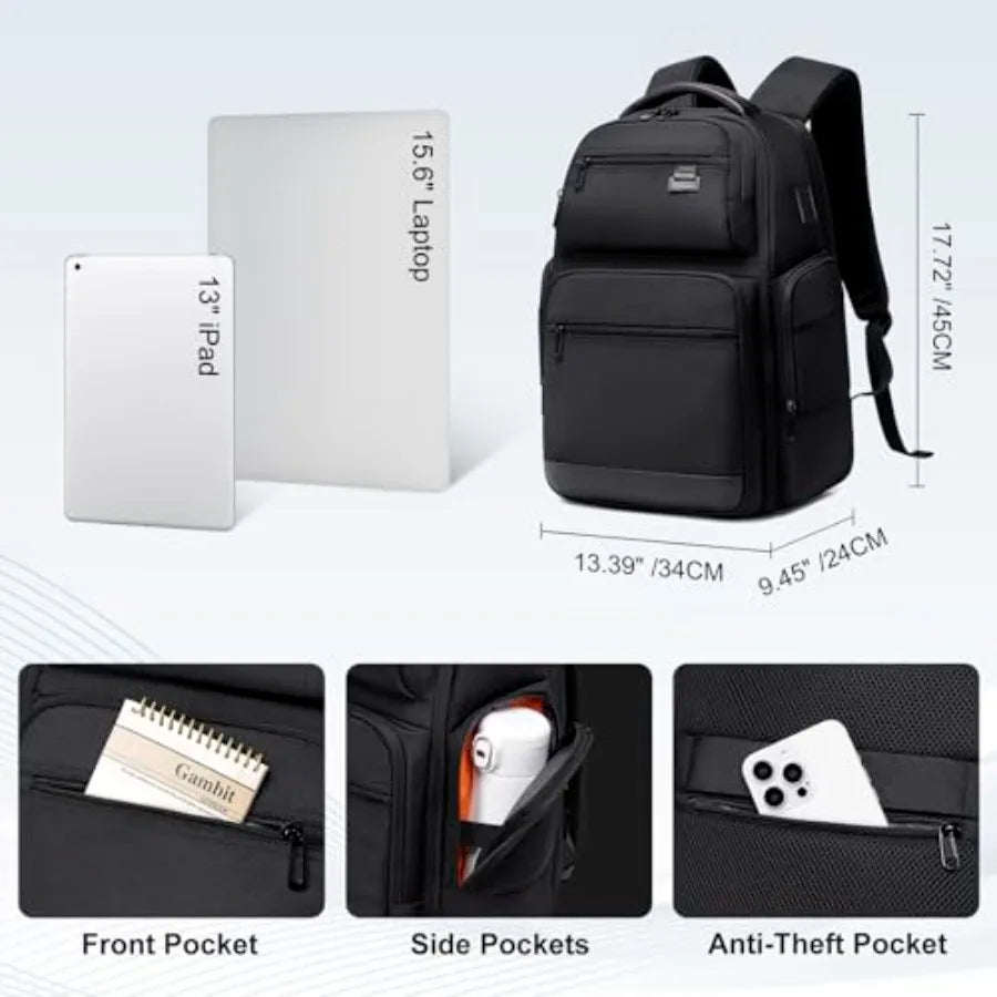 FENRUIEN Business Travel Backpack for MenLarge Capacity Laptop Backpack with USB Charging Port Multifunctional Water Resistant