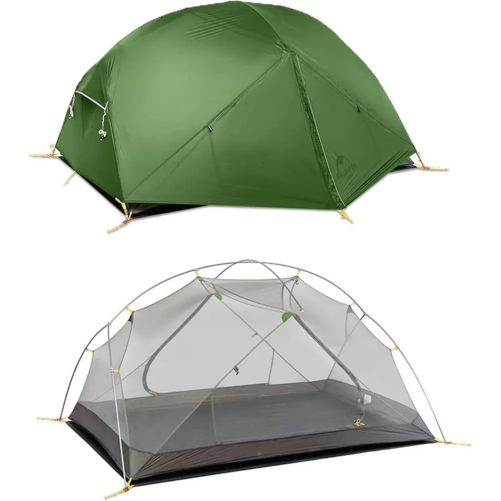 Lightweight 2-Person 3-Season Waterproof Hiking Tent with Double Crossbars for Easy Setup and Double Layer Protection, Ideal for