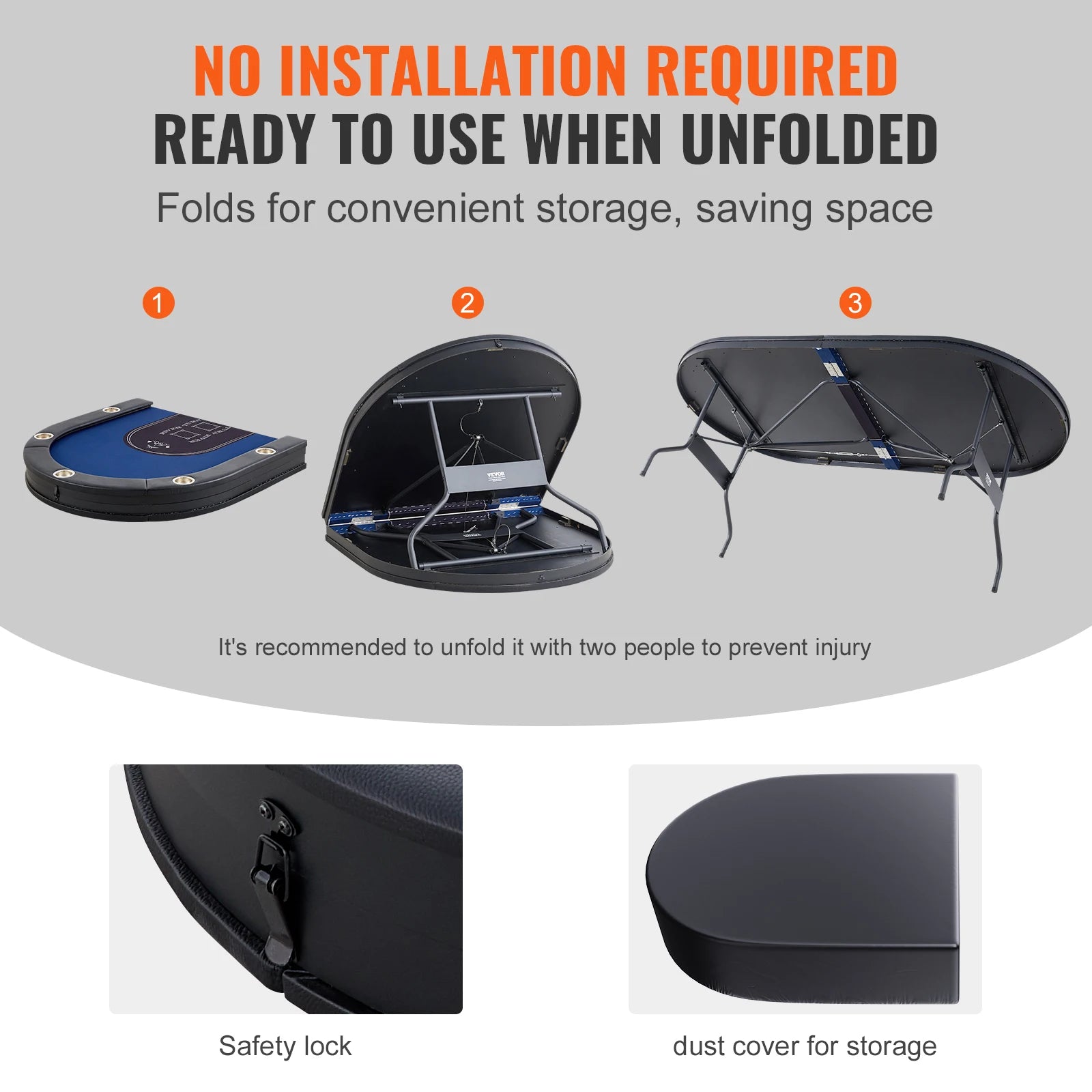 SucceBuy 10 Player Poker Table 84" Blackjack Texas Holdem Poker Table Folding Card Board Game Table Oval Casino Leisure Table