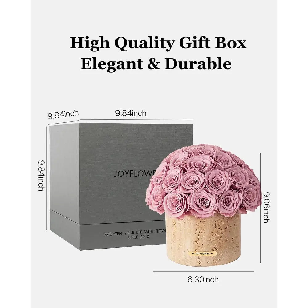 Preserved Flowers Vase, Yellow Cave Stone Flower Vases for Centerpieces, Eternal Flower Decorations for Party Home Living Room B