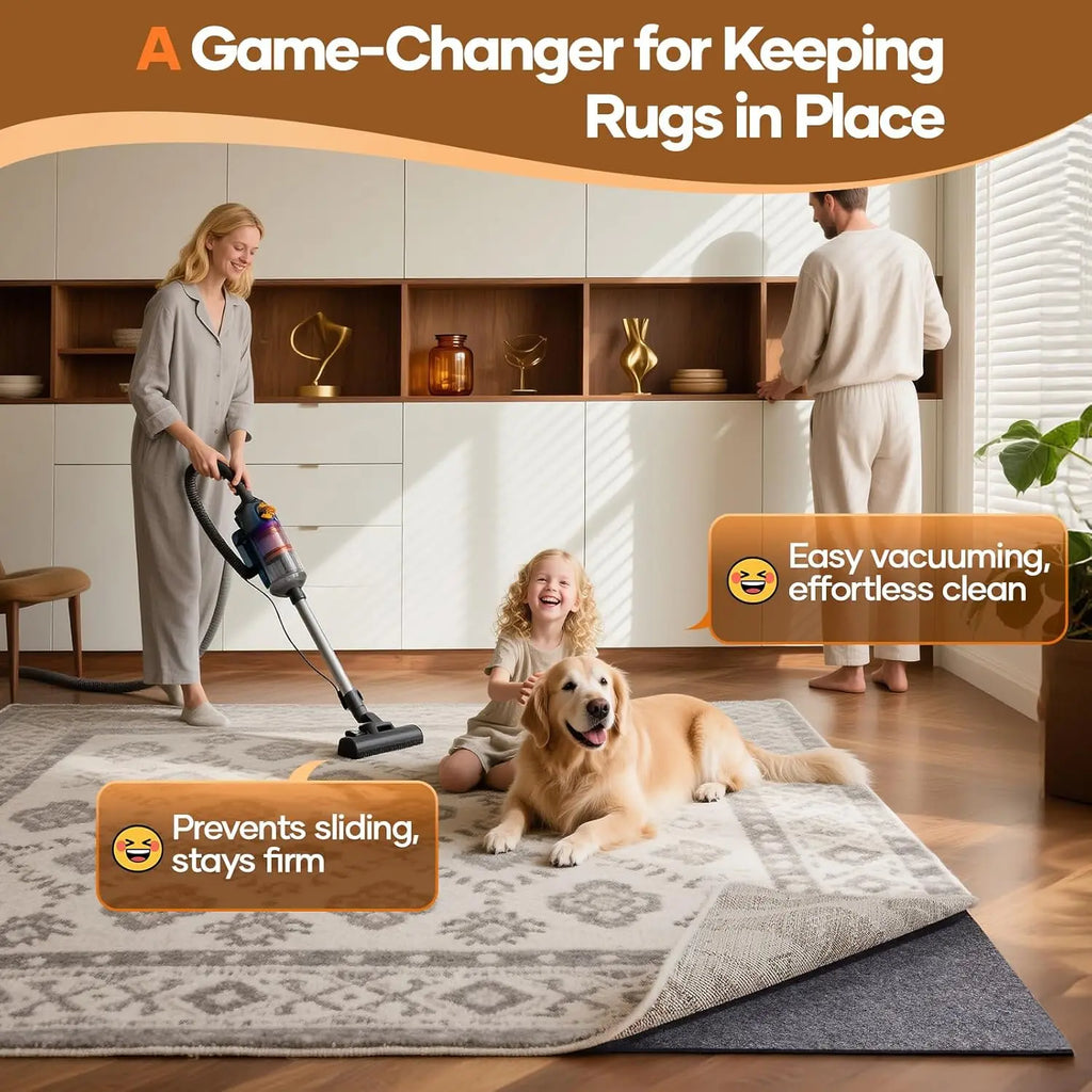 Non-Slip Cushioned Rug Pad, 8x10 Ft, Felt and Silicone Backing for Hardwood Floors, Anti-Skid Mat
