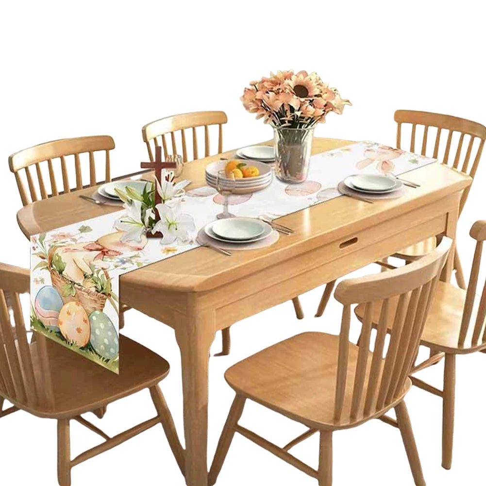 Easter Bunny Eggs Linen Table Runner Easter Rabbit Table Runner Spring Table Runners Spring Holiday Happy Easter Decoration