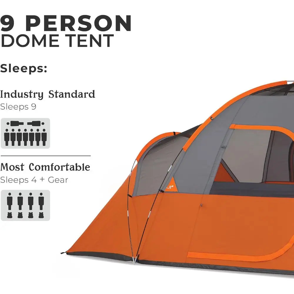 Family Camping Tents: 3, 4, 6, or 9 Person Dome Tents with Gear Loft for Outdoor Adventures