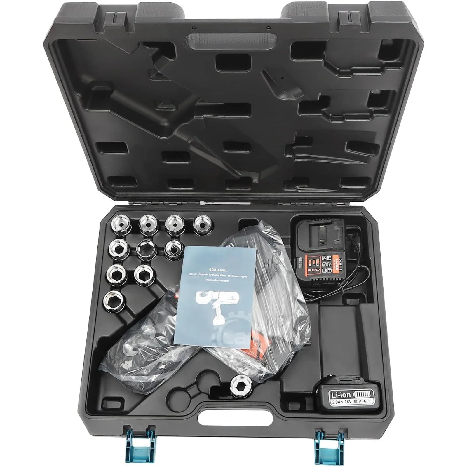 Electric Hydraulic Crimping Pliers EZ-400 Rechargeable Cable Lug Crimping Machine, Electric Hydraulic Pliers Crimping Tool Set