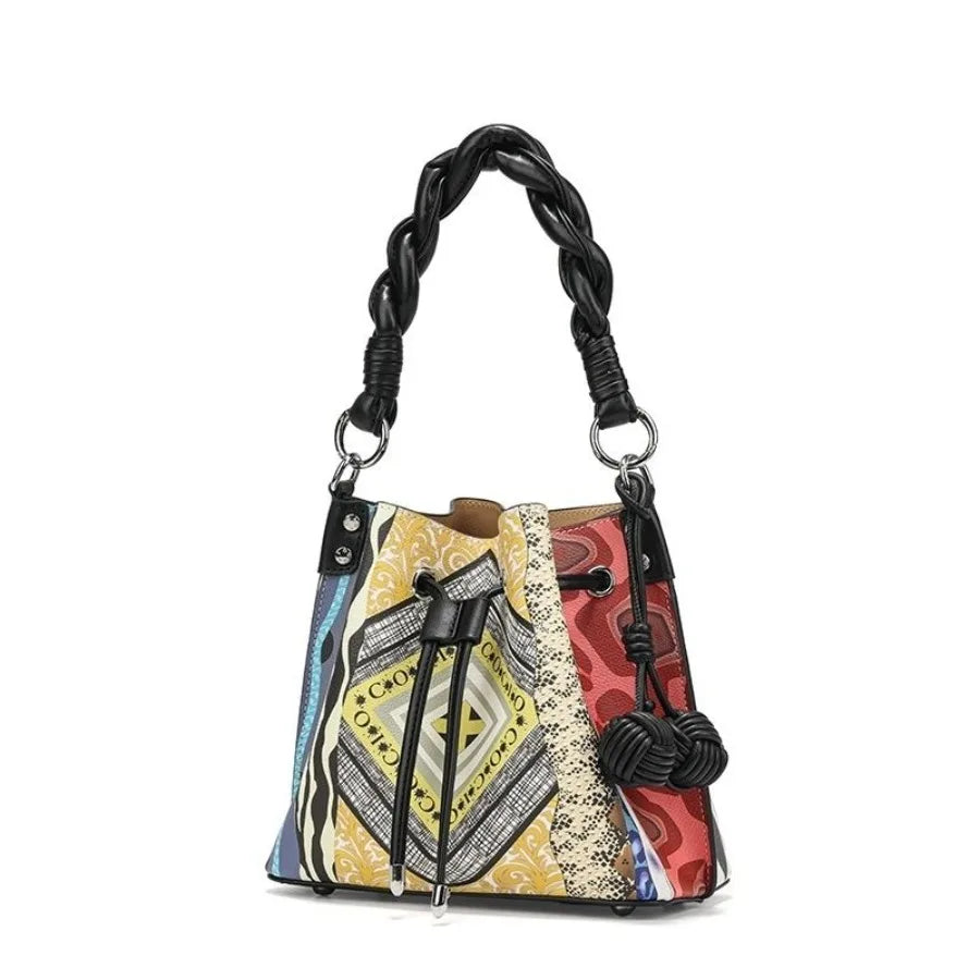 New bohemian style niche design models drawstring bucket bag crossborder foreign trade highgrade women's bags hot sale